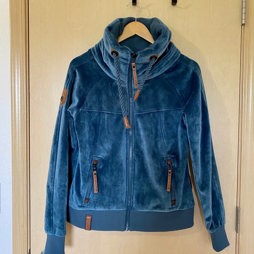Striking Blue Velvet Naketano Jacket Size L